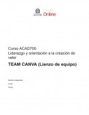 Liderazgo y orientación a la creación de valor Team Canva (Lienzo de equipo)