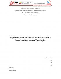 Implementación de Base de Datos avanzadas e introducción a nuevas tecnologías. Página 1