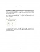 Documento explicativo en Excel. Crear una tabla