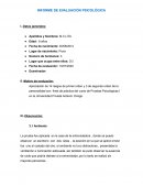 Informe de evaluación psicológica. Test de CPQ