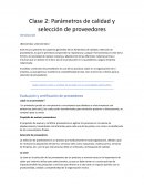 Parámetros de calidad y selección de proveedores