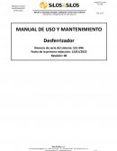 Manual de uso y mantenimiento: Desferrizador