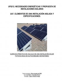 Ejercicio práctico de cálculo de una instalación solar fotovoltaica de autoconsumo instantáneo. Página 1