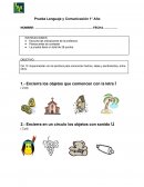 Prueba lenguaje y comunicación 1° Año
