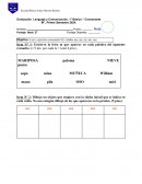Evaluación Lenguaje y Comunicación, 1° Básico “ Consonante M”