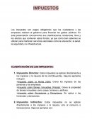 Clasificación de los impuestos. Tendencia de los impuestos