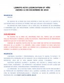 Libreto acto licenciatura 8° año