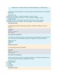 Preguntas y respuestas de curso manejo a la defensiva. Página 1