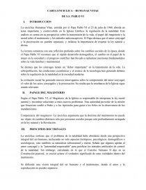 Carta Enciclica - Humanae Vitae. Página 1