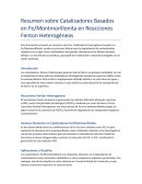 Resumen sobre catalizadores basados en Fe / Montmorillonita en reacciones fenton heterogéneas