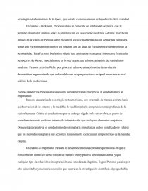 Relación de Parsons con la obra de Weber y Durkheim. Página 2