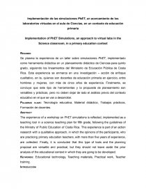 Implementación de las simulaciones PhET. Página 1