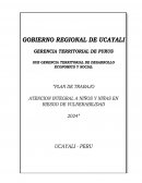 Plan de Trabajo para “La atención integral de niños y niñas en riesgos de vulnerabilidad”