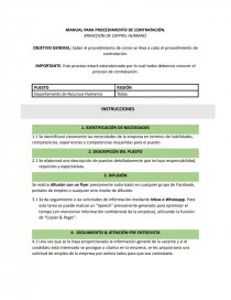 Manual para procedimiento de contratación. Atracción de capital humano. Página 1