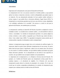 Importancia de la interpretación como parte del desarrollo del Derecho. Página 1