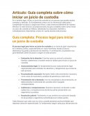 Artículo: Guía completa sobre cómo iniciar un juicio de custodia