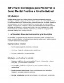 Informe: Estrategias para Promover la Salud Mental Positiva a Nivel Individual