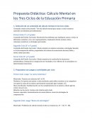 Propuesta didáctica: Cálculo mental en los tres ciclos de la Educación Primaria