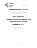 Currículum y evaluación, de la carrera Licenciatura en Enseñanza de las Ciencias Sociales para la Educación Secundaria