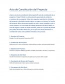 Acta de Constitución del Proyecto. Project Charter