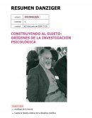 Resumen Danzinger Construcción del sujeto: Orígenes históricos de la investigación psicológica