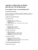 Especificaciones técnicas y funcionales Plataforma web "Saamcorporation"
