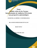 Amalisis critico de las Normas Internacionales de Auditoría (NIA) desde una perspectiva epistemologica