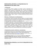 Biomoleculas primarios y su importancia en la bioquímica de los seres vivos