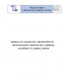 Manual de calidad del laboratorio de investigación y servicio del complejo académico El Sabino, UNEFM