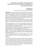 Inclusión de los niños con discapacidad intelectual en la educación en el ambito de la institución educativa