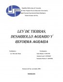Ley de tierras, desarrollo agrario y reforma agraria