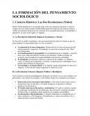 La formación del pensamiento sociológico. Contexto histórico: Las dos revoluciones (Nisbet)