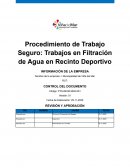 Procedimiento de Trabajo Seguro: Trabajos en filtración de agua en recinto deportivo